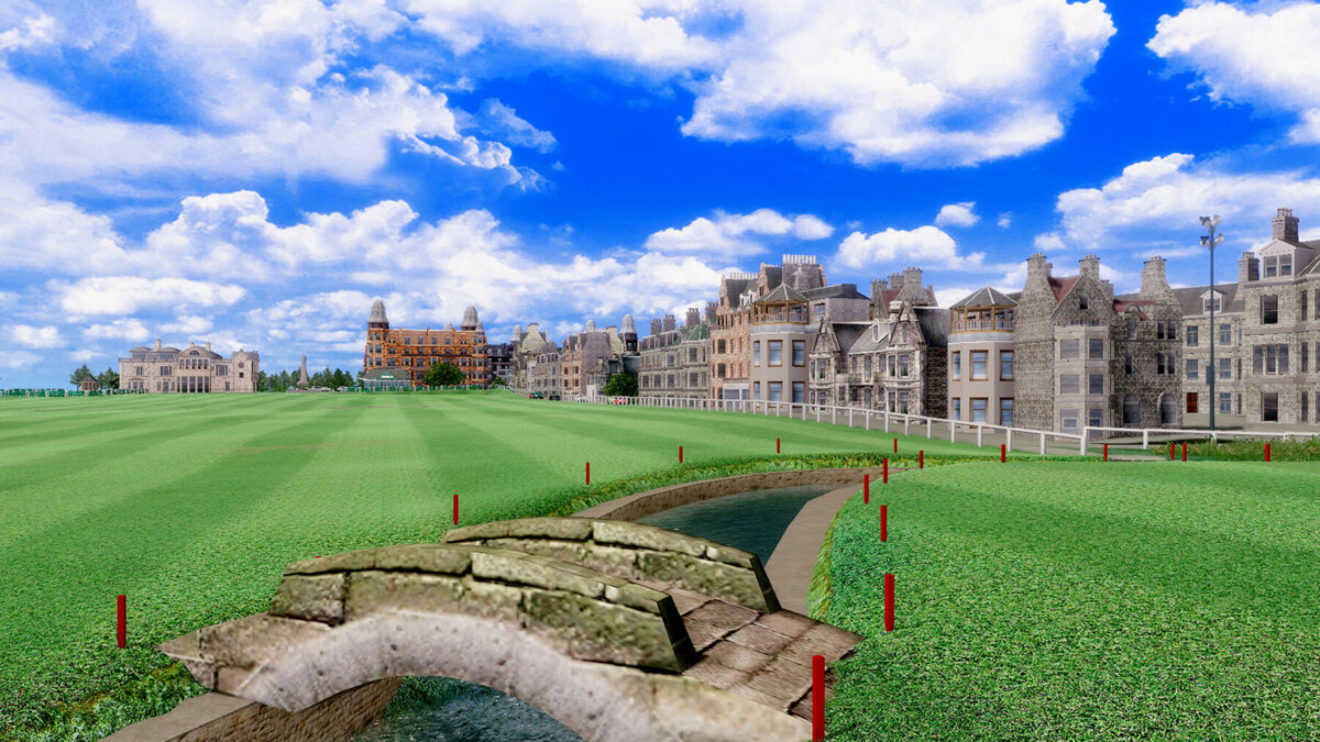 A simulator image of the Old Course at St Andrews, Scotland